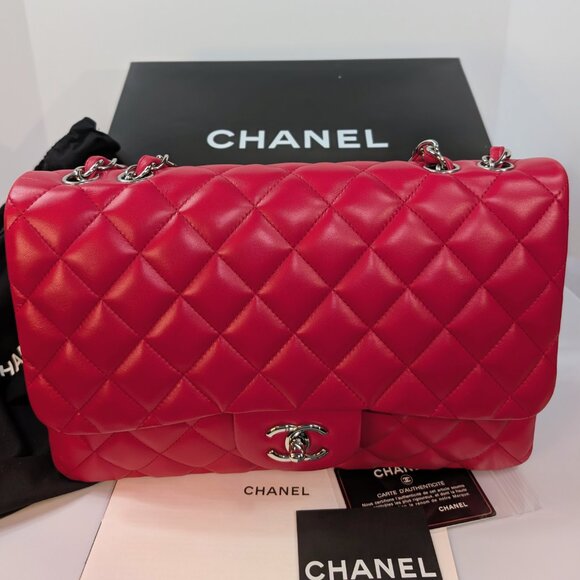 Chanel Red Classic Jumbo Single Flap Bag - Picture 16 of 16